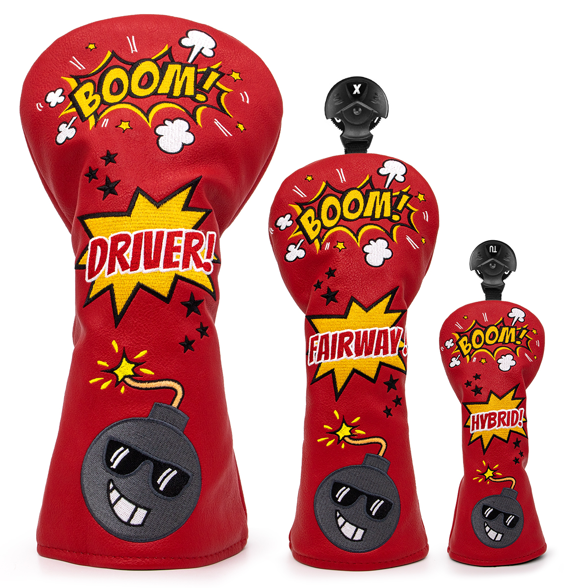 Golf Equipment Kit - Golf Club Headcovers Red Premium Leather