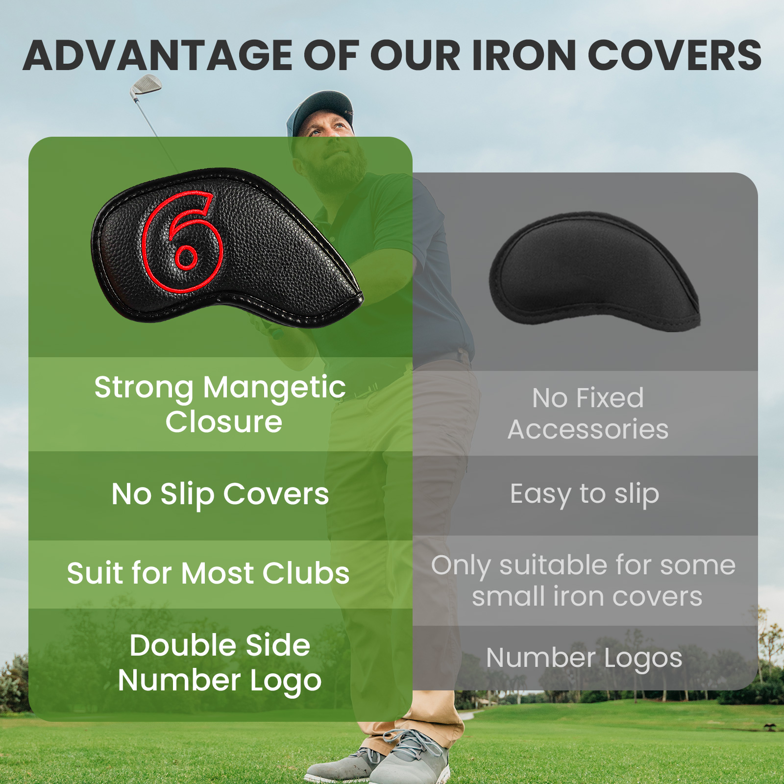 Golf Iron Covers Set Strong Ma - Golf Equipment Kit avaliação e preço
